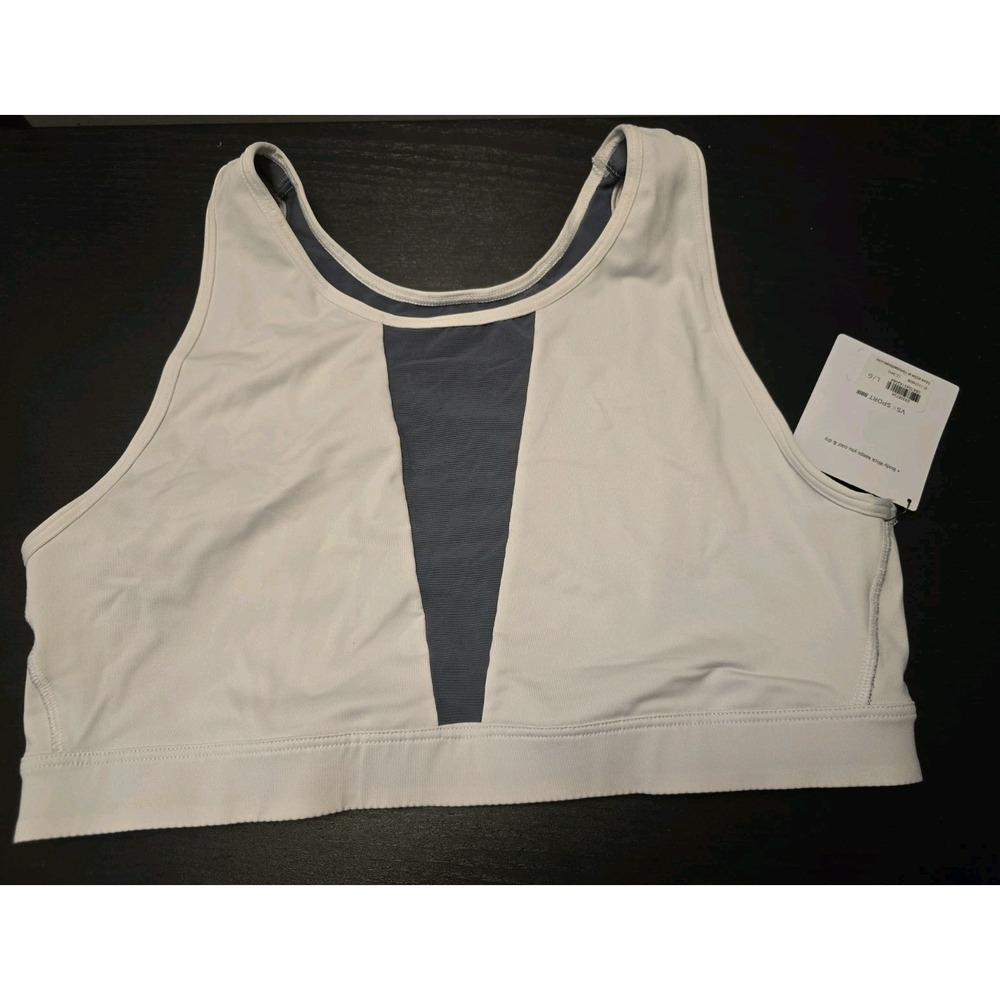 NWT Victoria's Secret Sports Bra Women Lg White VSX High Neck Gray Mesh Panel